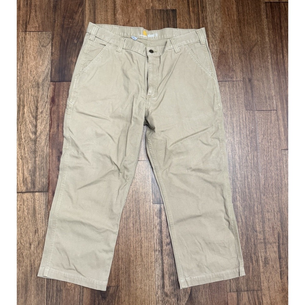 Carhartt Men's Relaxed Fit Canvas Work Pants Dark Khaki Size 38x25